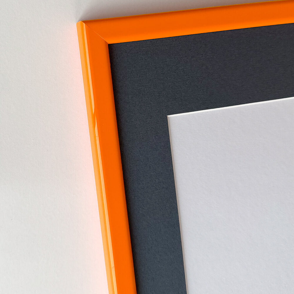 Orange glossy wooden frame - Narrow (14 mm) - 50x50 cm