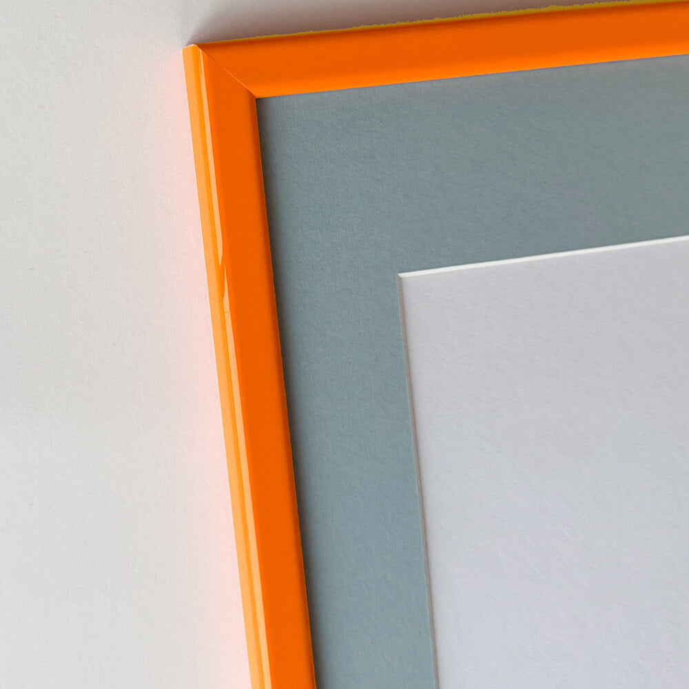 Orange glossy wooden frame - Narrow (14 mm) - A2 (42x59.4 cm)