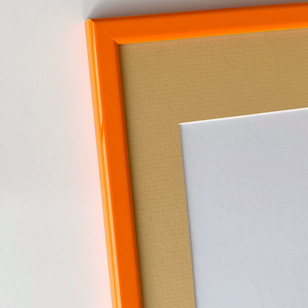 Orange glossy wooden frame - Narrow (14 mm) - A4 (21x29.7 cm)
