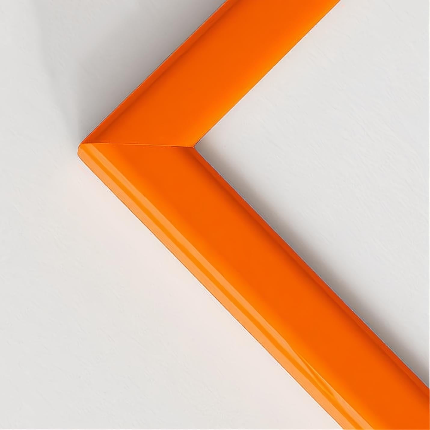 Orange glossy wooden frame - Narrow (13 mm) - Custom size