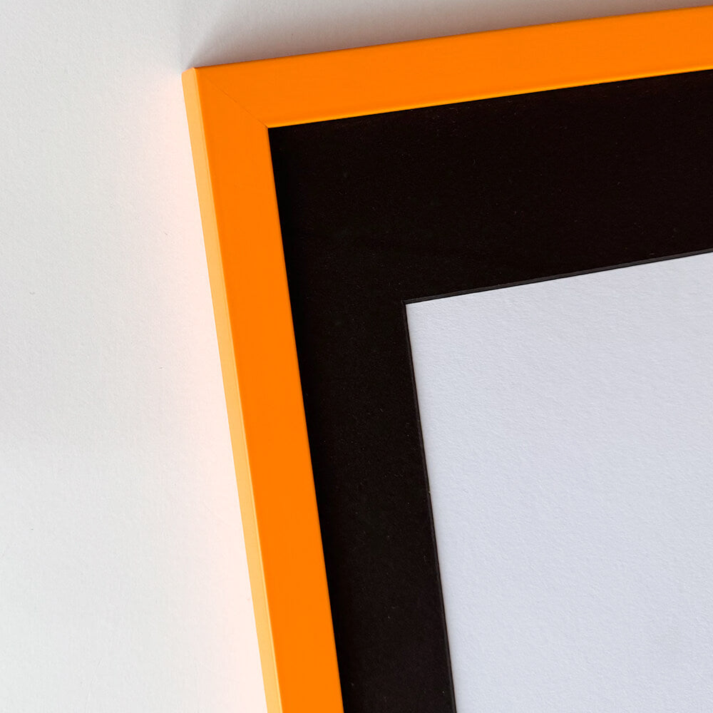 Orange matte wooden frame - Narrow (15 mm) - Custom size