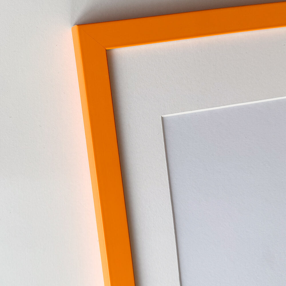 Orange matte wooden frame - Narrow (15 mm) - A2 (42x59.4 cm)