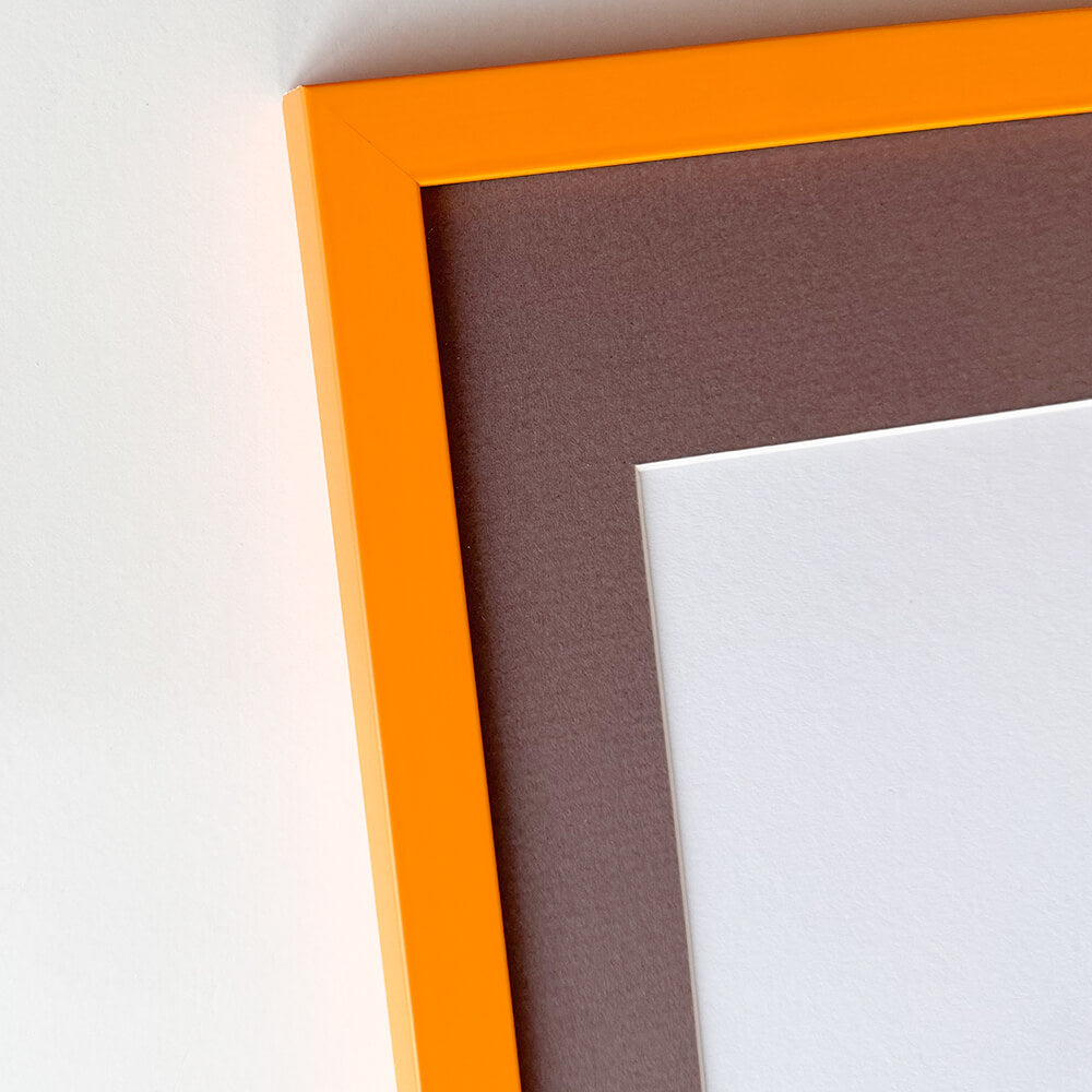 Orange matte wooden frame - Narrow (15 mm) - 50×50 cm