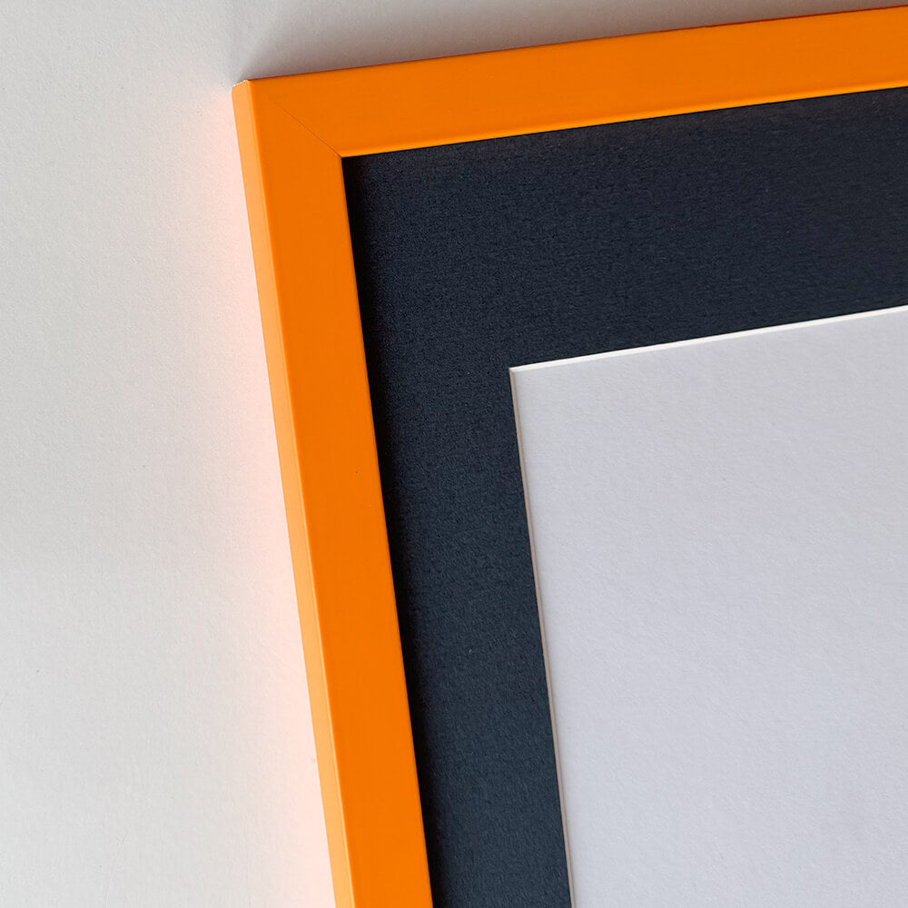 Orange matte wooden frame - Narrow (15 mm) - A2 (42x59.4 cm)