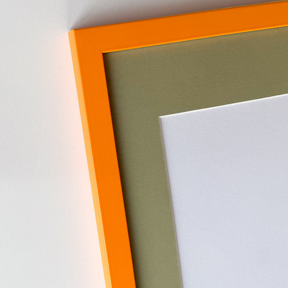 Orange matte wooden frame - Narrow (15 mm) - Custom size
