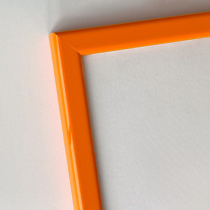 Orange glossy wooden frame - Narrow (13 mm) - 28x35 cm