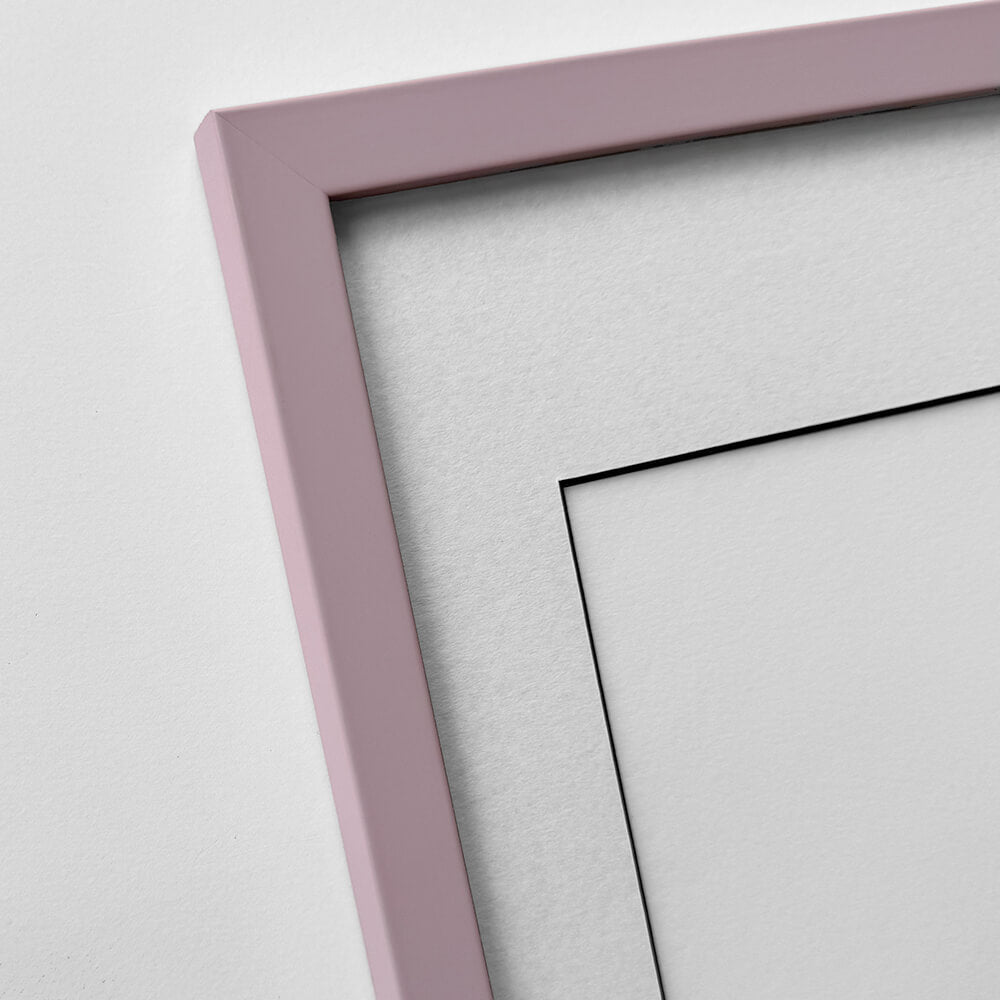 Pink matte wooden frame - Narrow (15 mm) - 30x30 cm