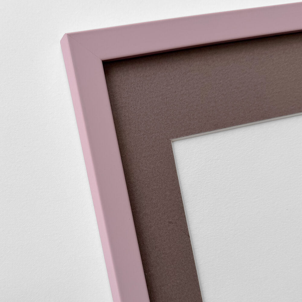 Pink matte wooden frame - Narrow (15 mm) - 30x30 cm