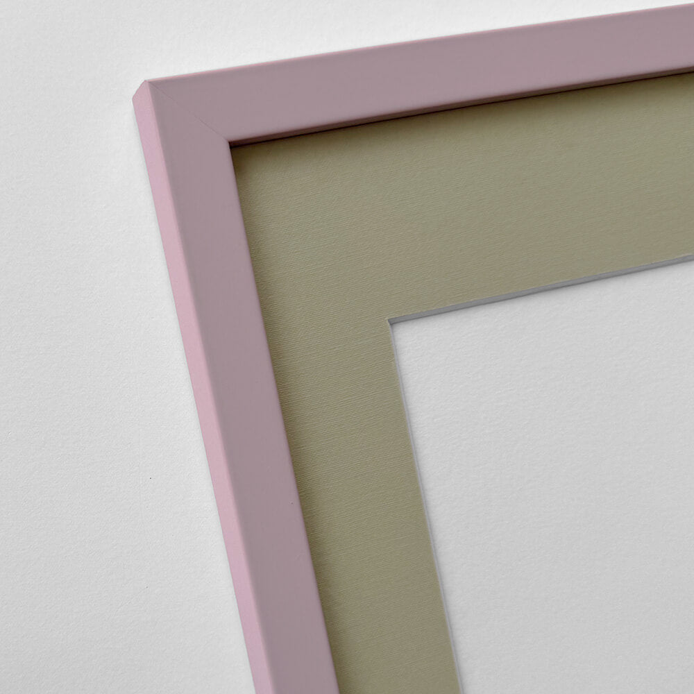 Pink matte wooden frame - Narrow (15 mm) - 30x30 cm