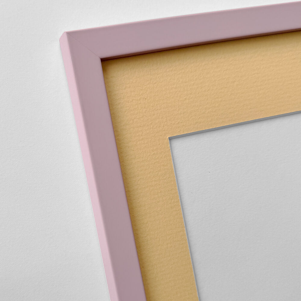 Pink matte wooden frame - Narrow (15 mm) - 30x30 cm