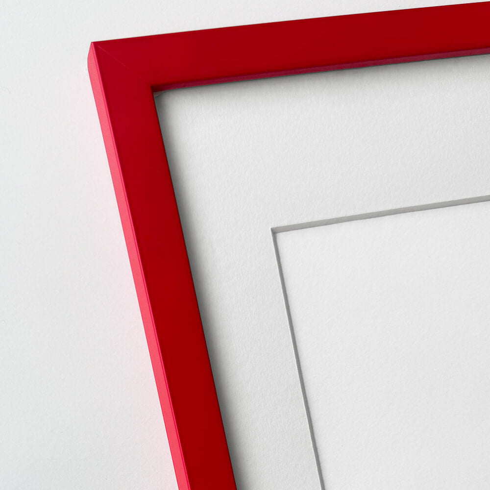 Red matte wooden frame - Narrow (15 mm) - A2 (42x59.4 cm)