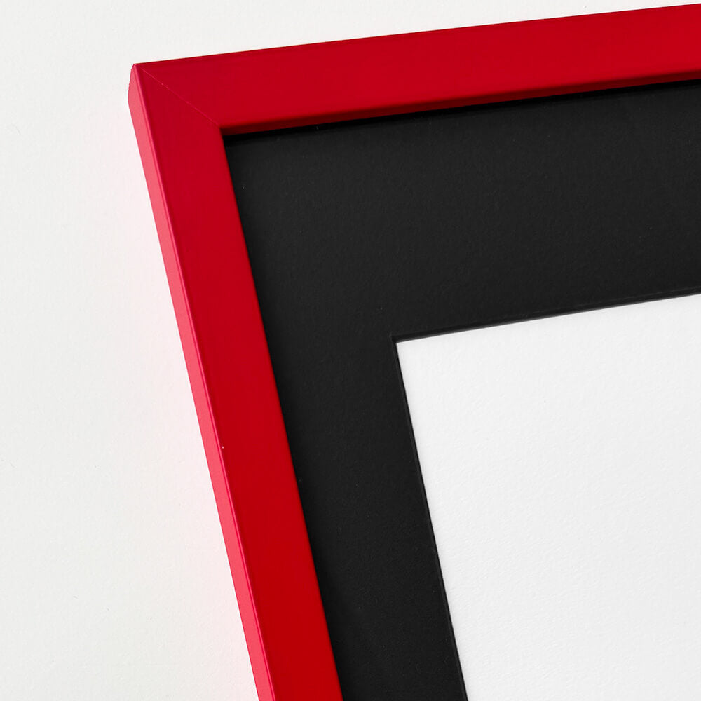 Red matte wooden frame - Narrow (15 mm) - A4 (21x29.7 cm)