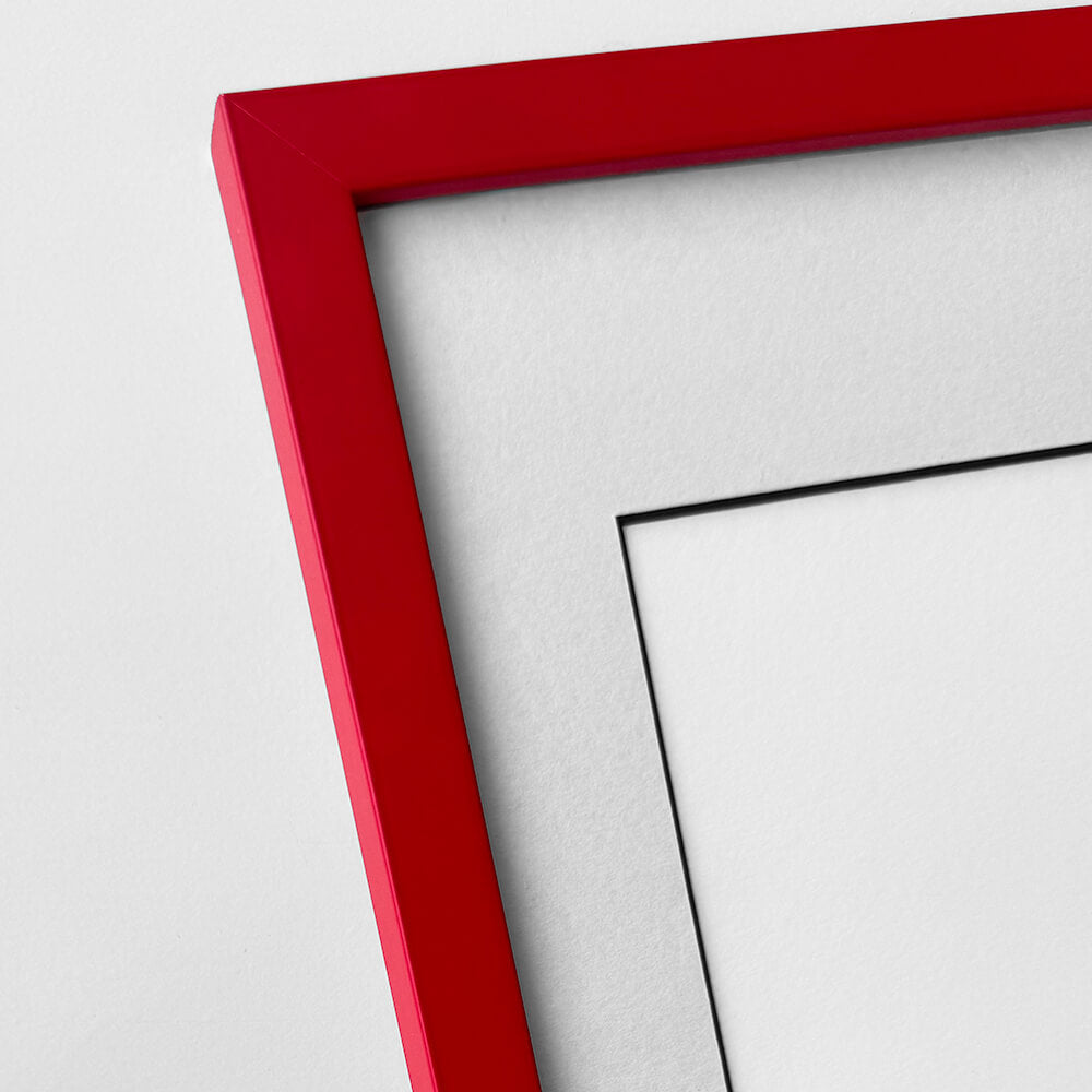 Red matte wooden frame - Narrow (15 mm) - A4 (21x29.7 cm)