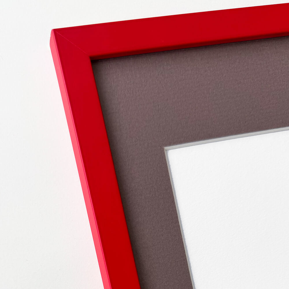 Red matte wooden frame - Narrow (15 mm) - Custom size