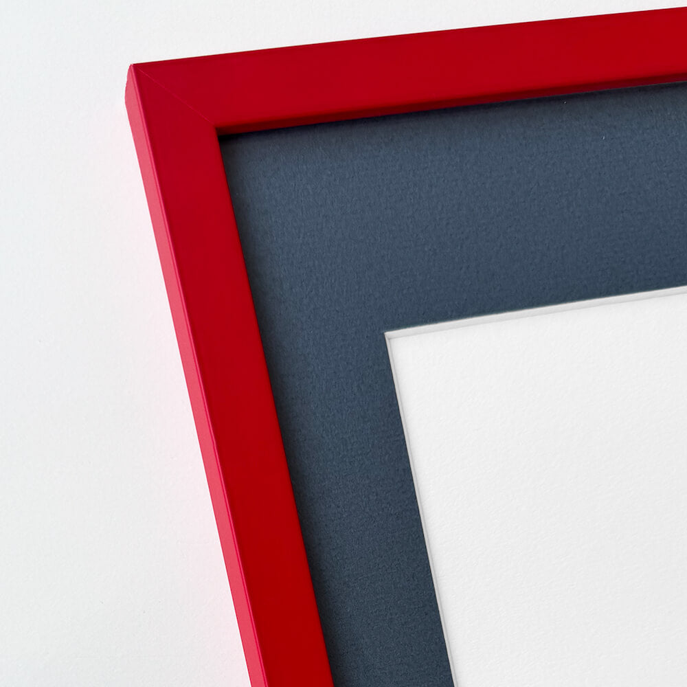 Red matte wooden frame - Narrow (15 mm) - A2 (42x59.4 cm)