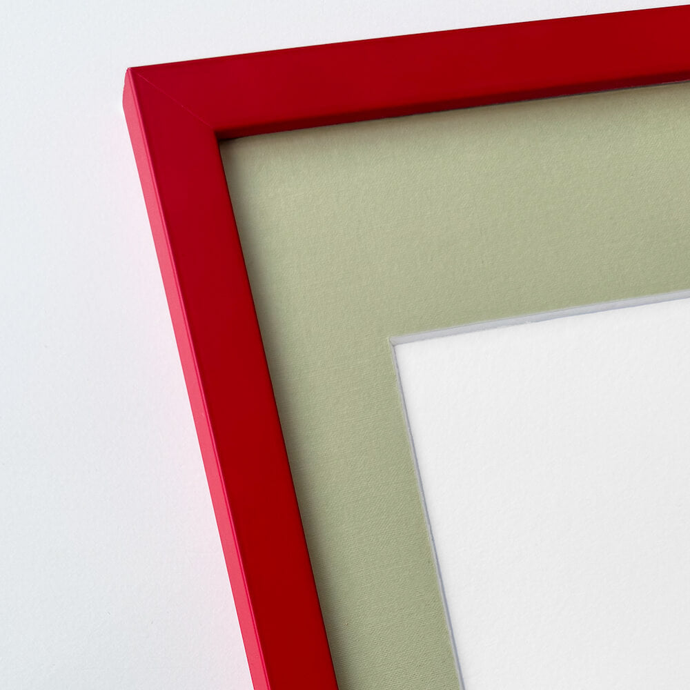 Matte red wooden frame - Narrow (15 mm) - 50x70 cm