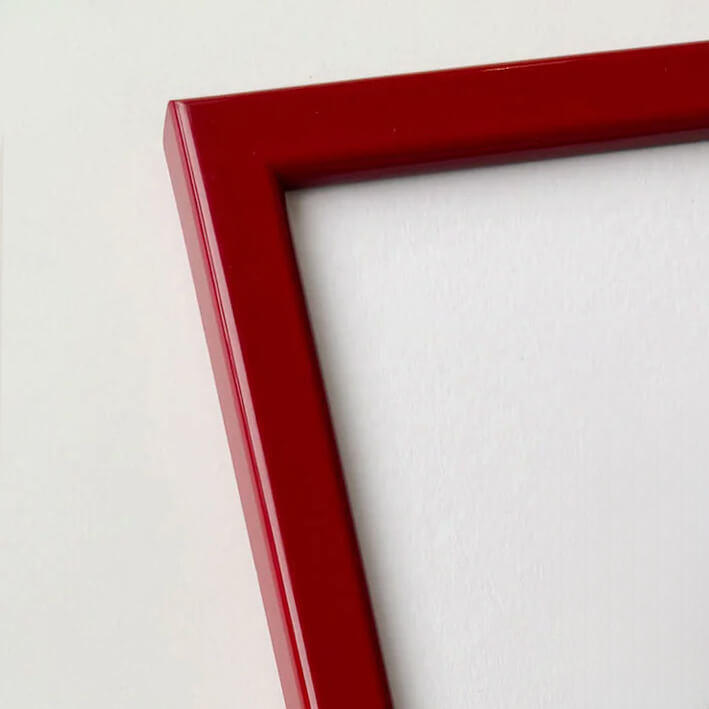Dark red glossy wooden frame - Narrow (13 mm) - 50x70 cm