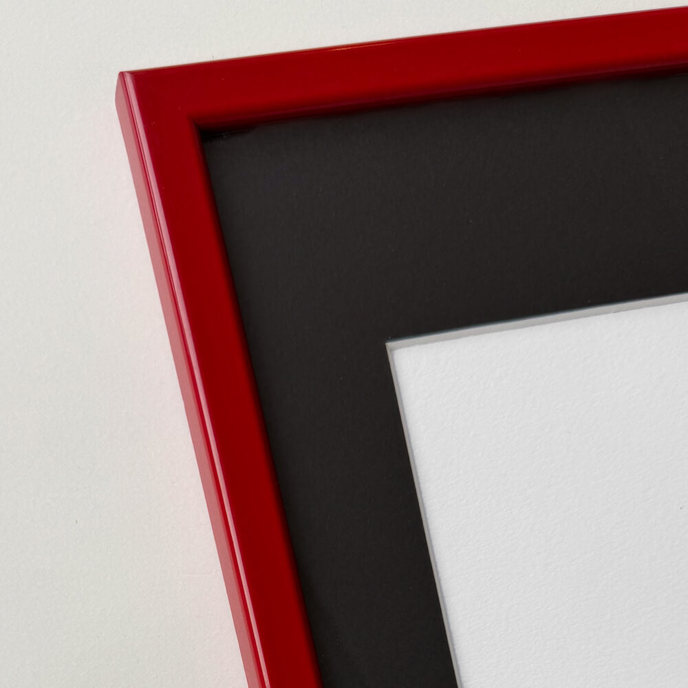 Dark red glossy wooden frame - Narrow (14 mm) - 40×50 cm