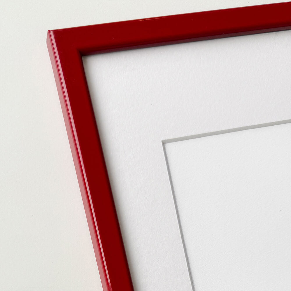 Dark red glossy wooden frame - Narrow (14 mm) - 50×60 cm