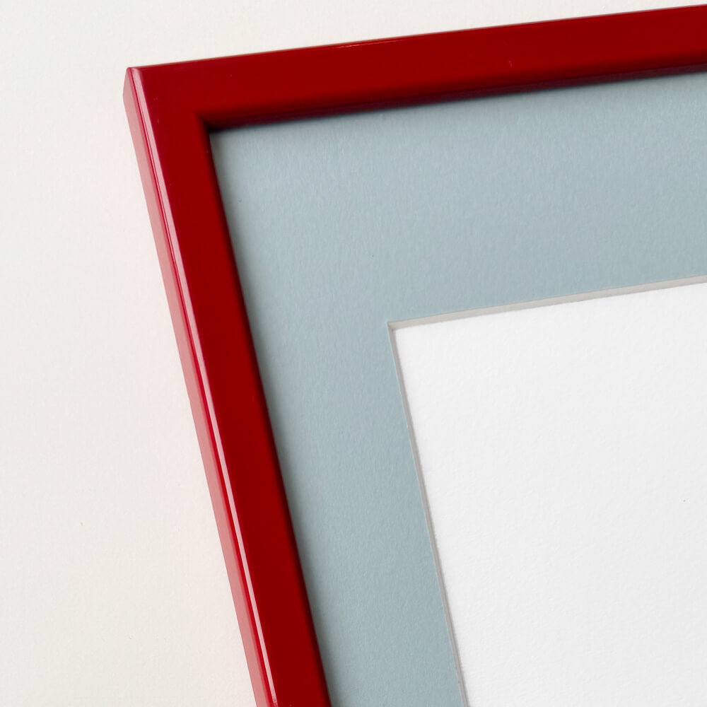 Dark red glossy wooden frame - Narrow (14 mm) - 50×50 cm