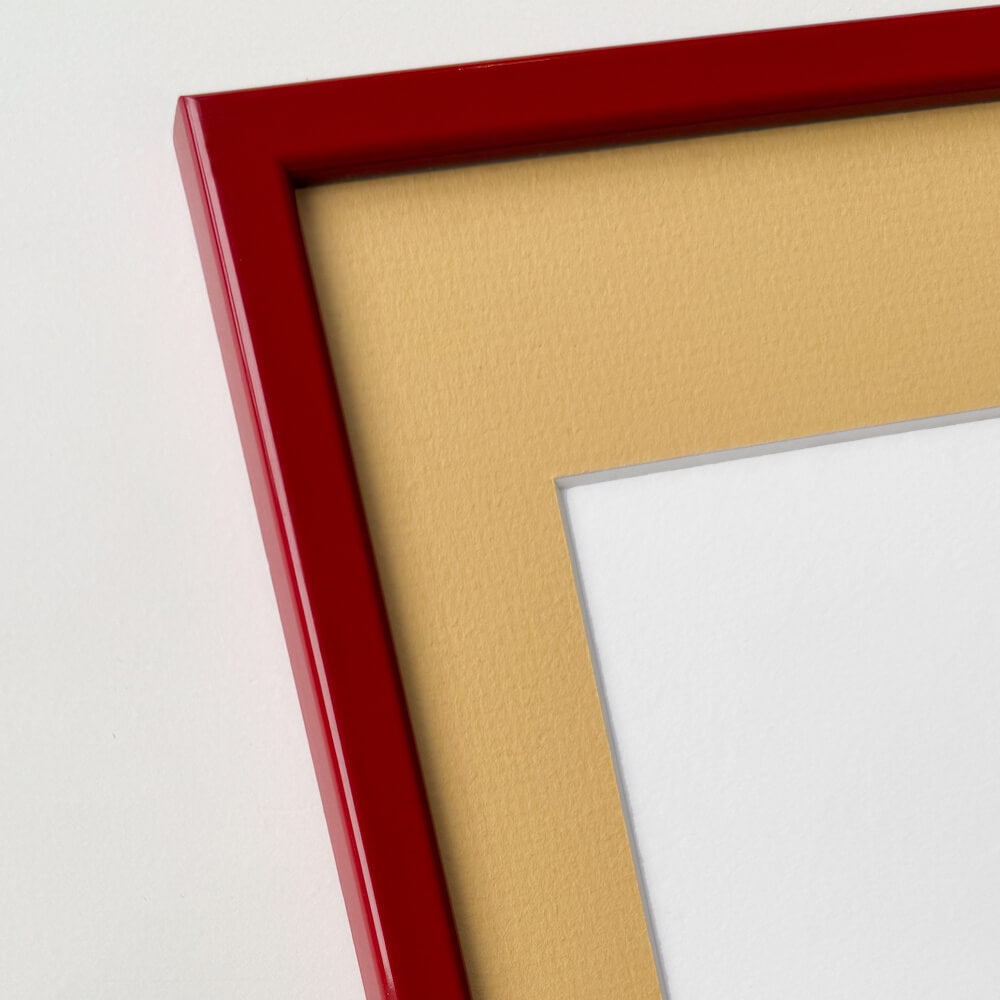 Dark red glossy wooden frame - Narrow (14 mm) - 40×40 cm