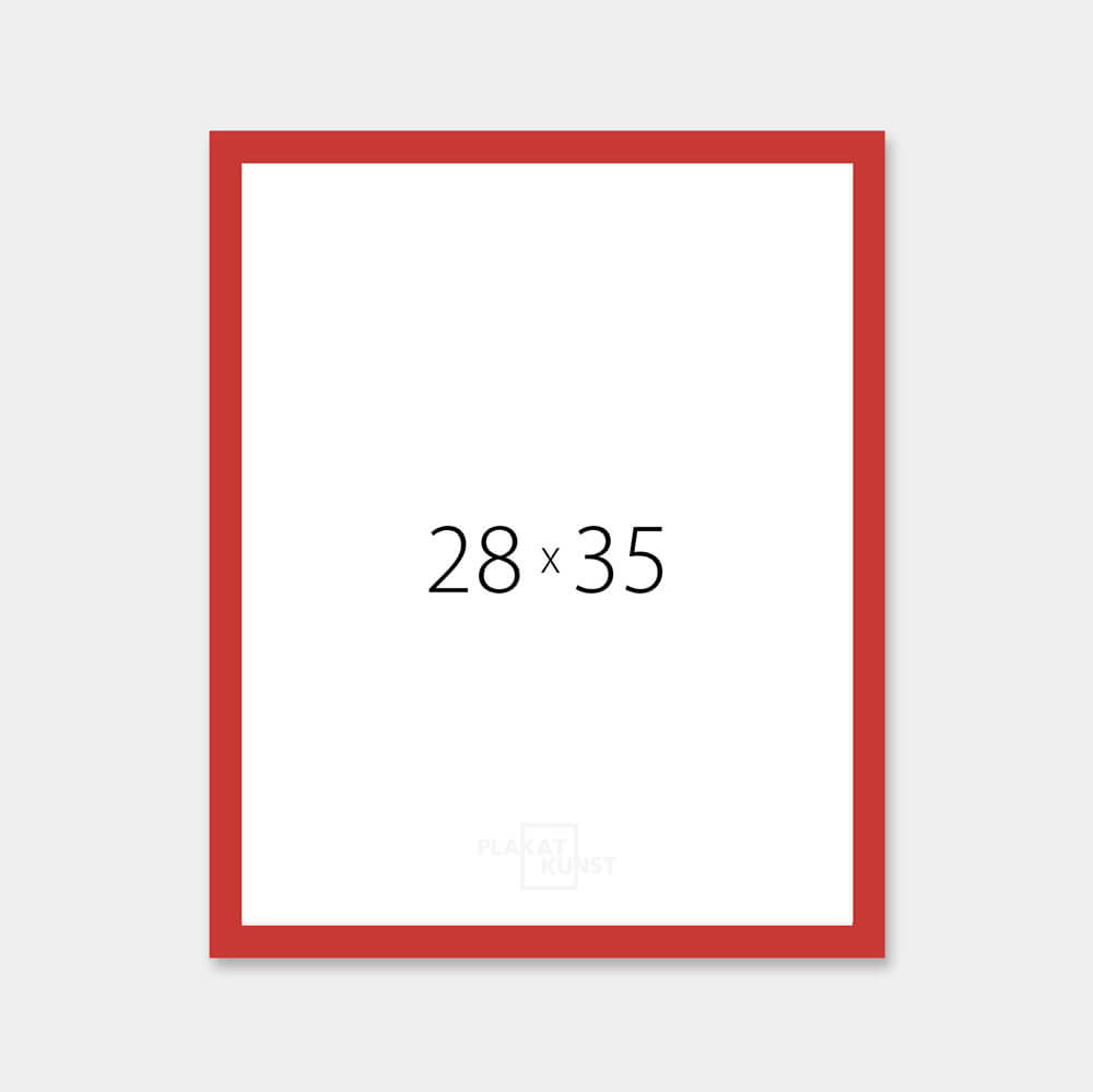 Red matte wooden frame - Narrow (15 mm) - 28x35 cm