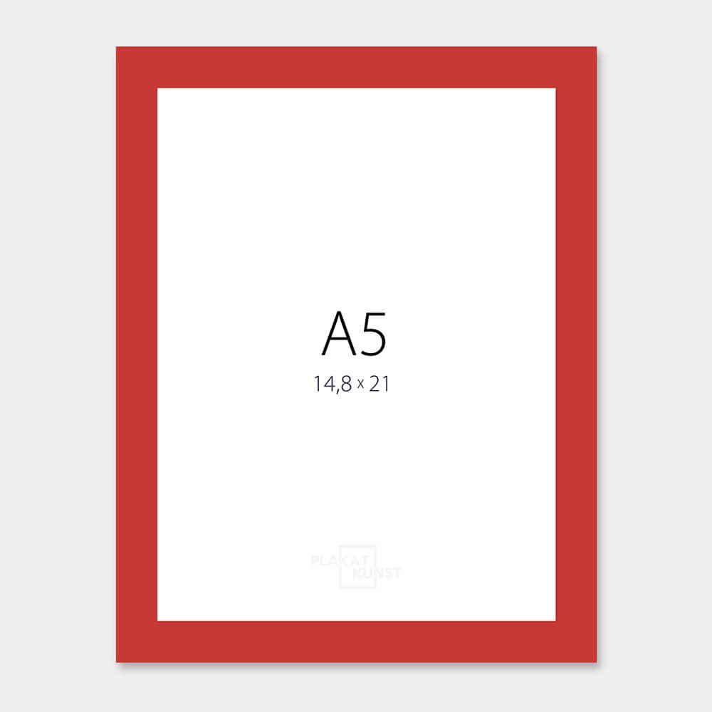 Red matte wooden frame - Narrow (15 mm) - A5 (14.8x21 cm)