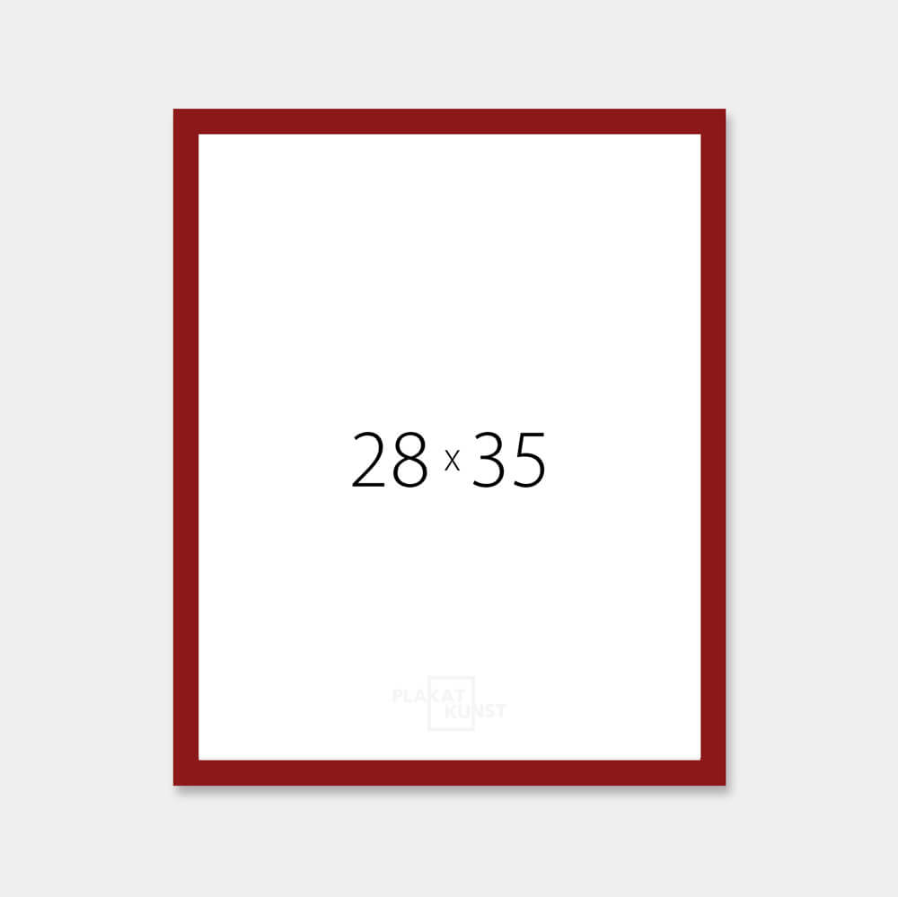 Dark red glossy wooden frame - Narrow (14 mm) - 28x35 cm