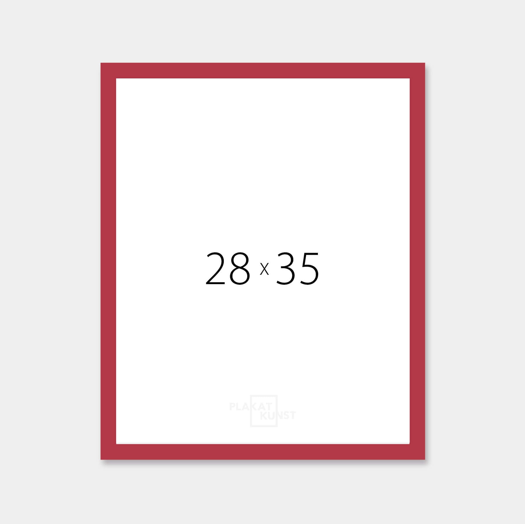 Dark red matte wooden frame - Narrow (15 mm) - 28x35 cm