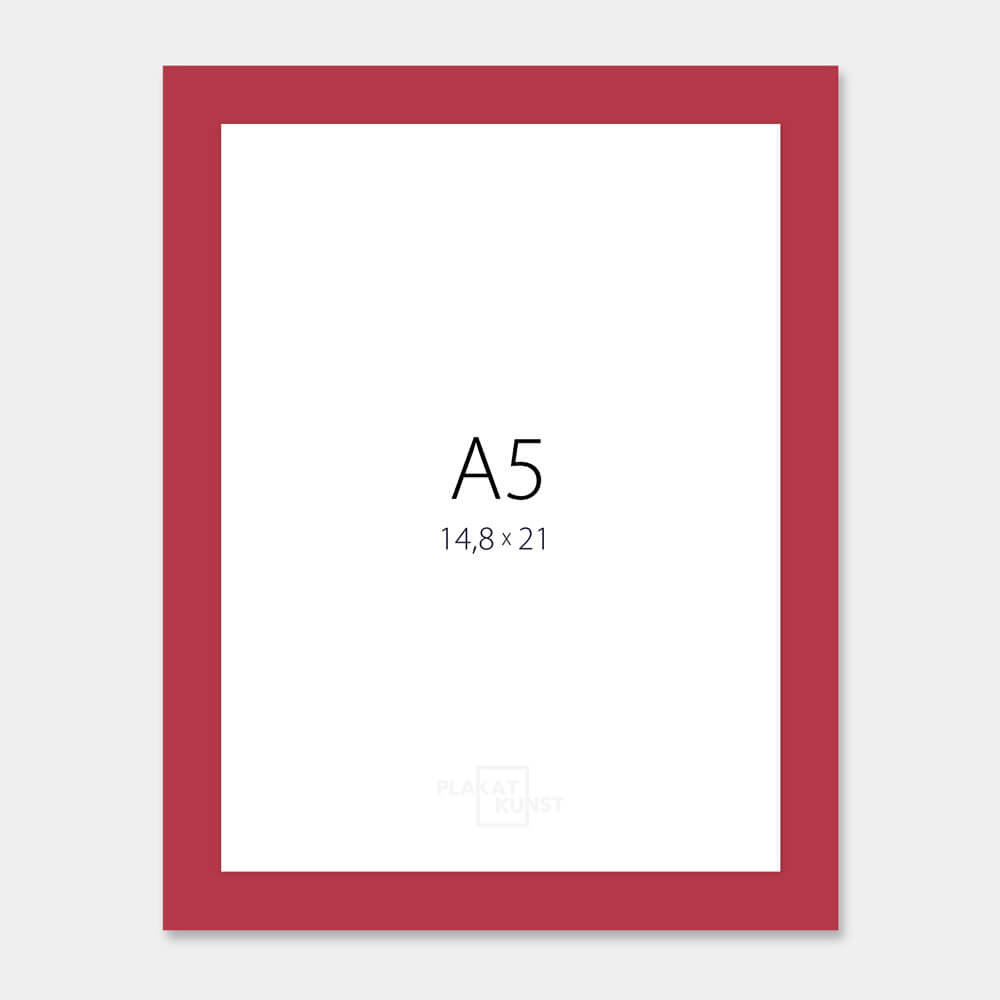 Dark red matte wooden frame - Narrow (15 mm) - A5 (14.8x21 cm)