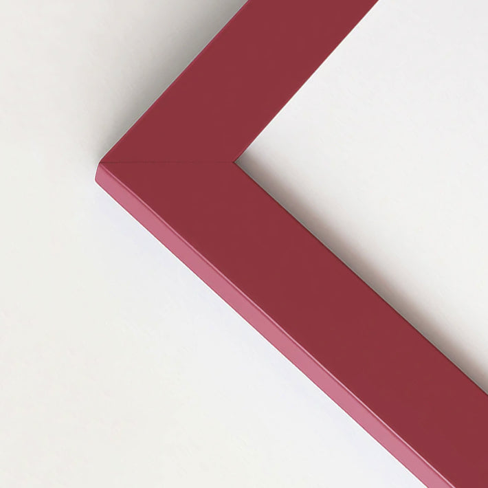 Dark red matte wooden frame - Narrow (15 mm) - Custom size