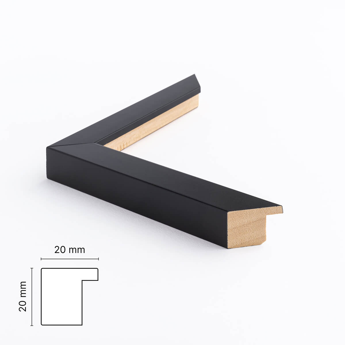 Black wooden frame - Wide (20x20 mm)