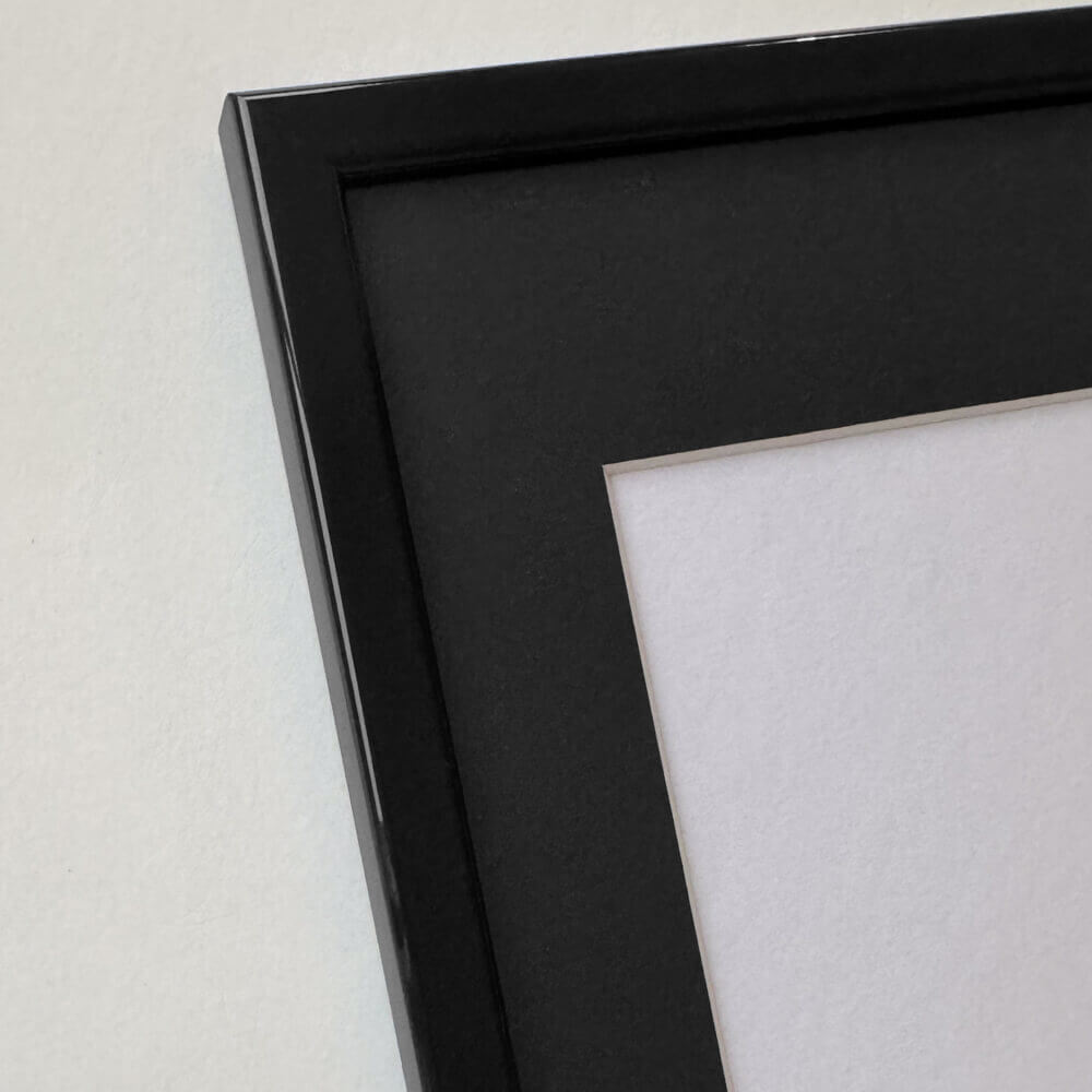 Black glossy wooden frame - Narrow (14 mm) - 50x50 cm