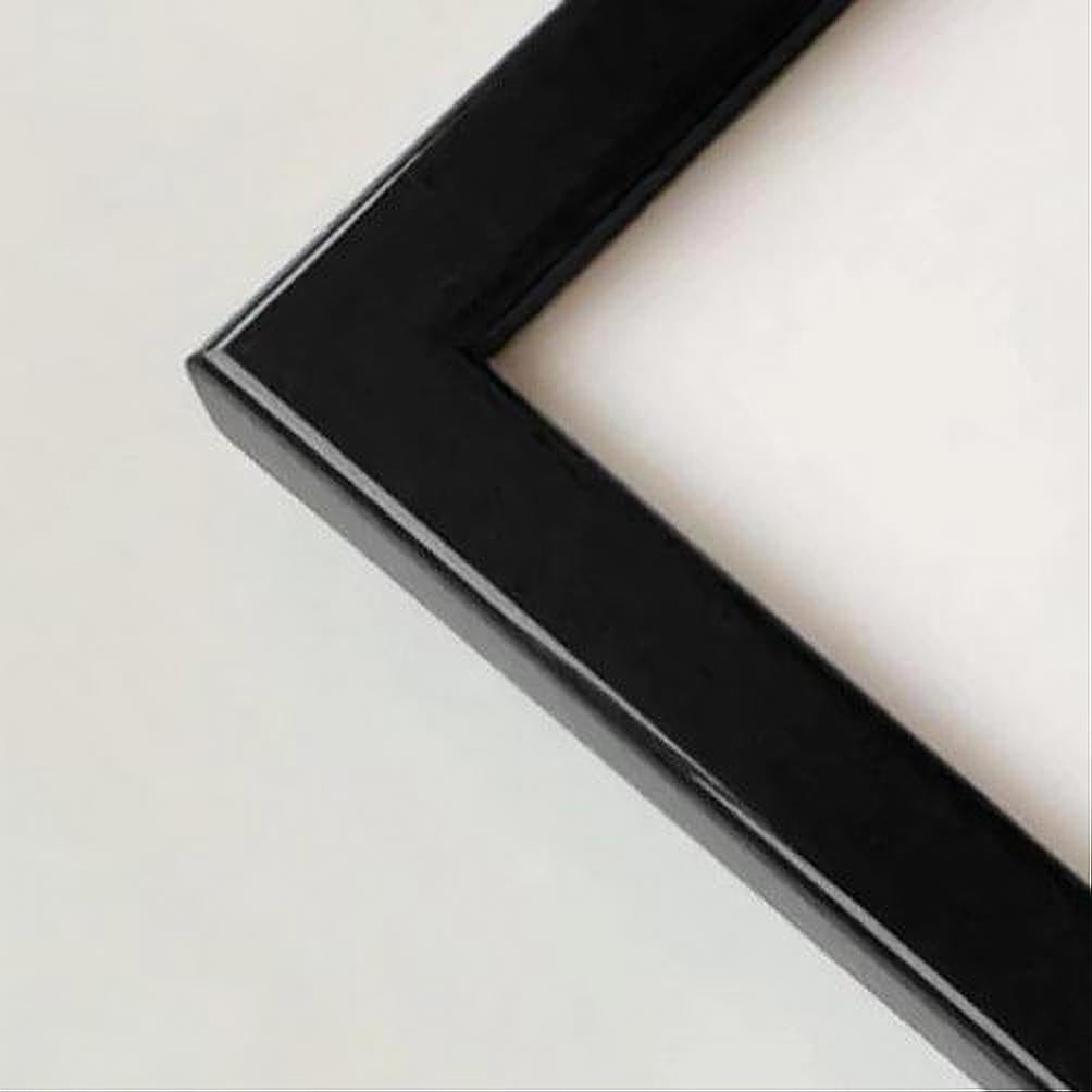 Black glossy wooden frame - Narrow (13 mm) - Custom size