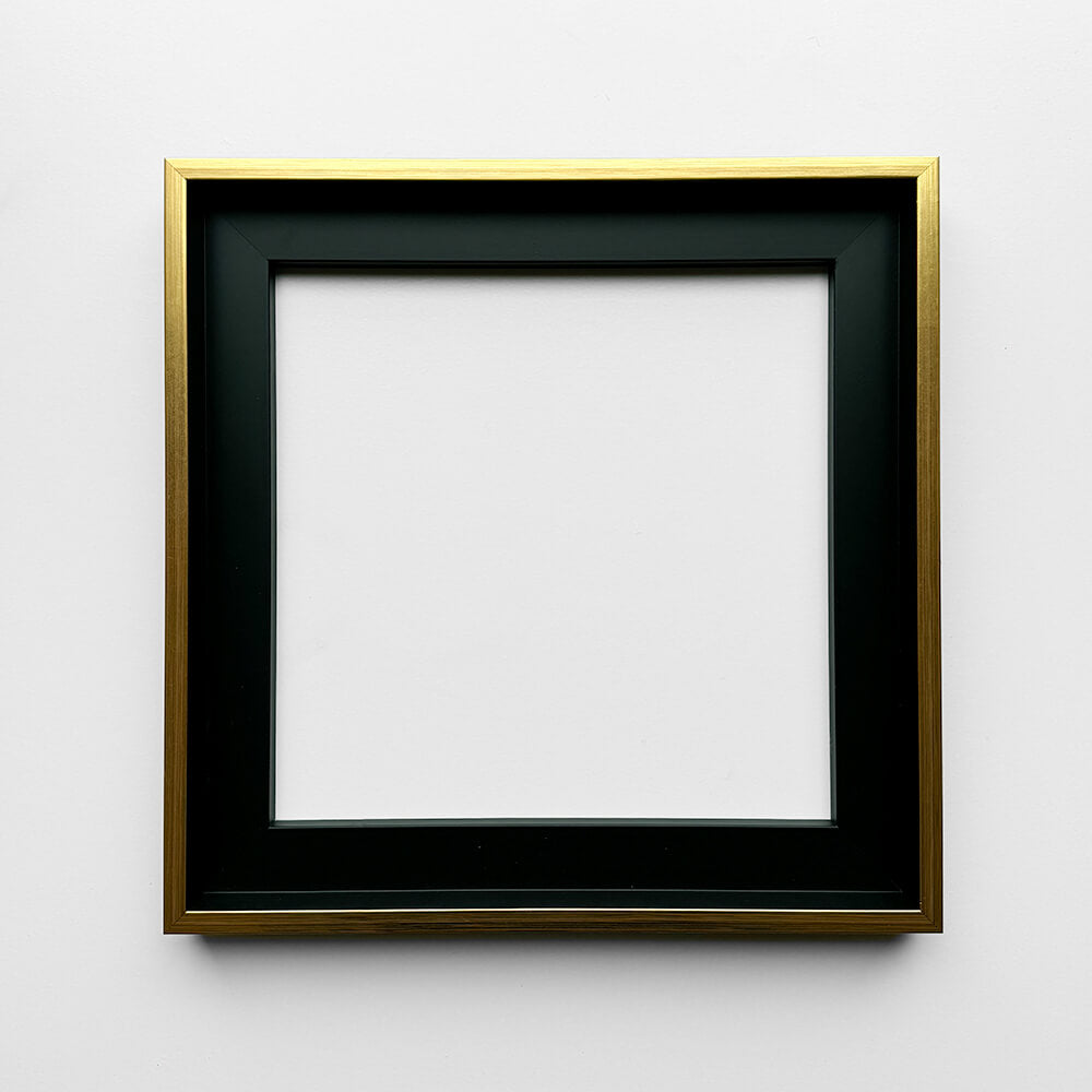 Floater frame in black wood with gold front