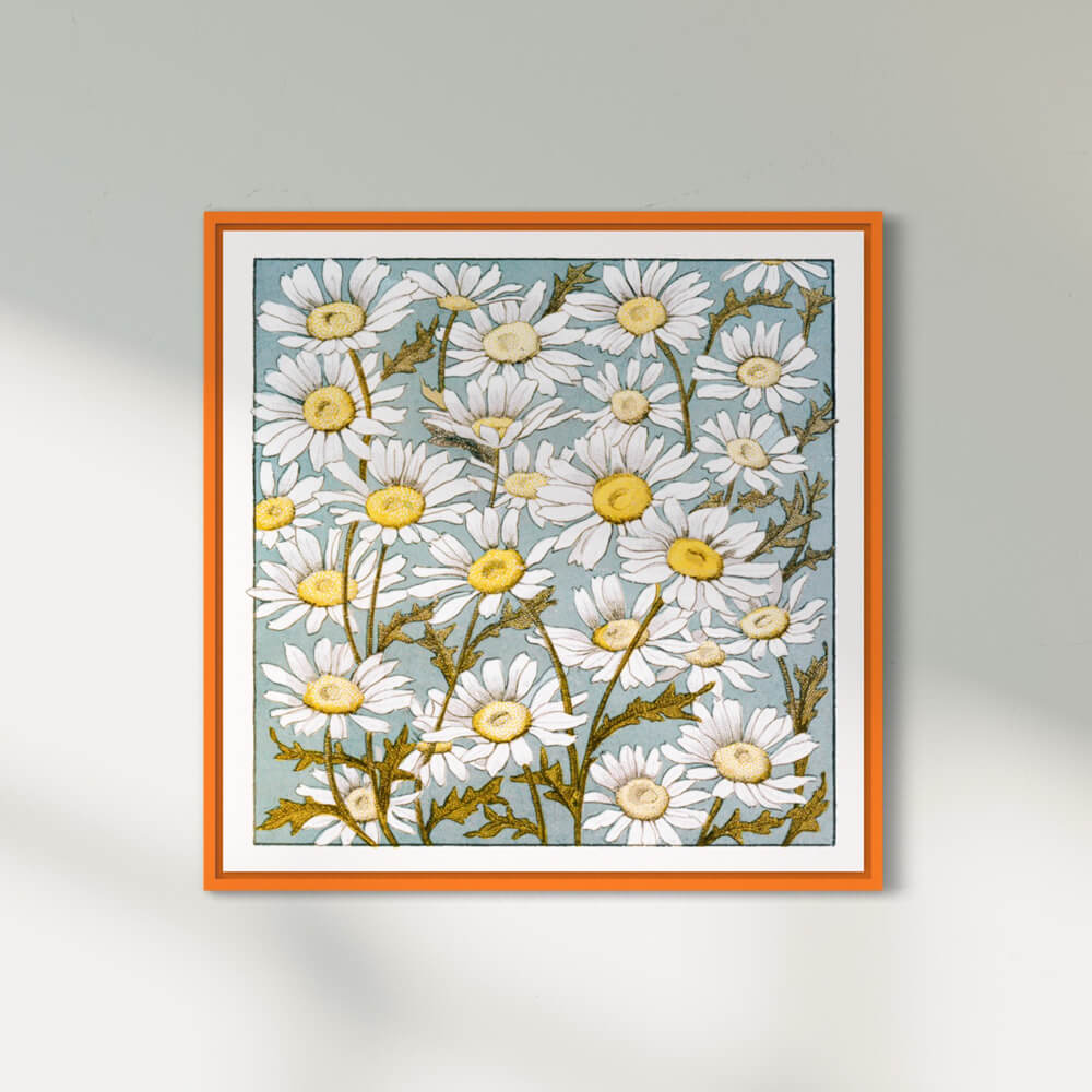 Blomsterplakat med blank orange træramme