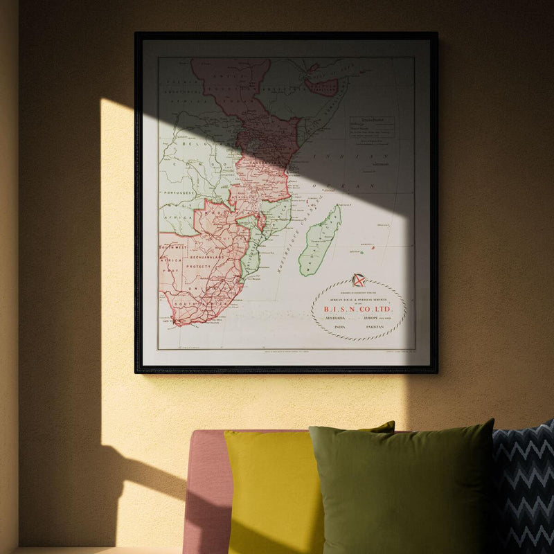 oestafrika-sydafrika-map-kort-plakat-poster